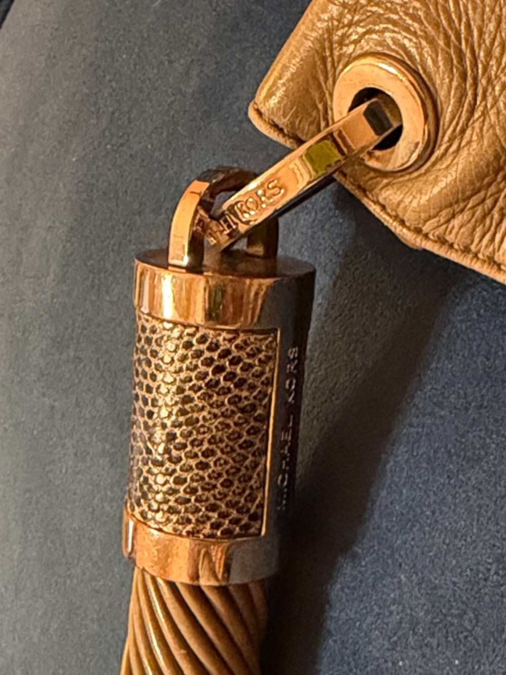 Michael Kors Leather Hobo Bag in Taupe with Snake Skin - Picture 3 of 9